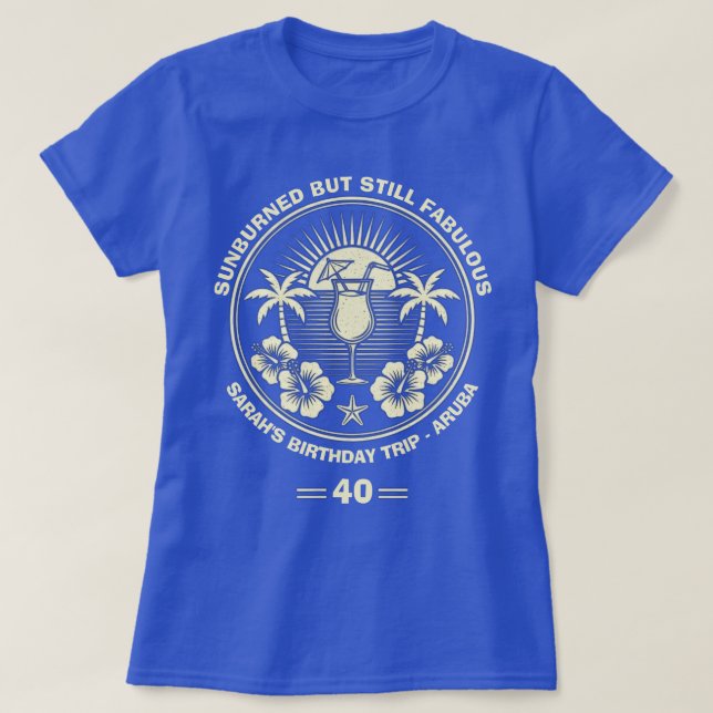 Custom Vintag Tropical Birthday Trip T-Shirt (Design vorne)