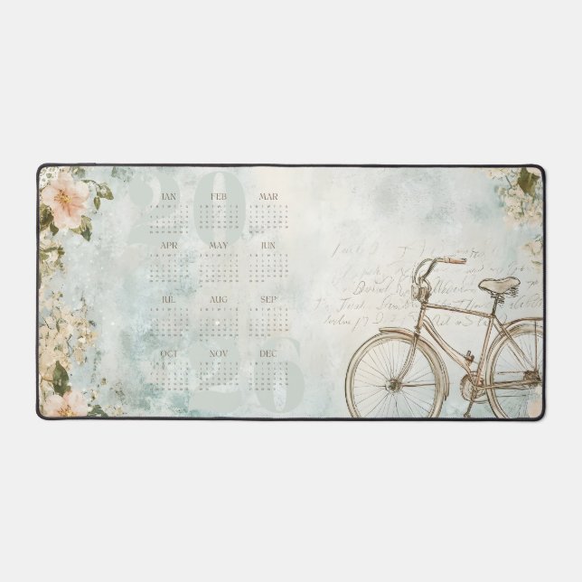 Custom Vintag Whimsical Bicycle Calendar 2026 Schreibtischunterlage (Vorderseite)
