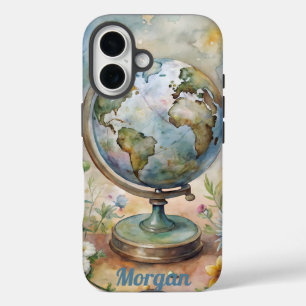 Custom Vintag World Travel Art iPhone 16 Hülle