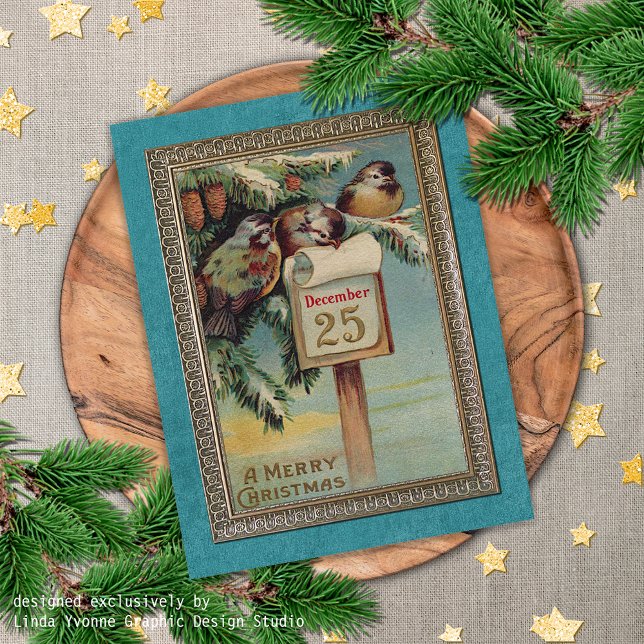 Custom Vintage Antike Holiday Seasons Greetings Postkarte (Von Creator hochgeladen)
