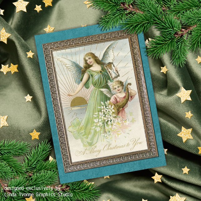 Custom Vintage Antike Holiday Seasons Greetings Postkarte (Von Creator hochgeladen)