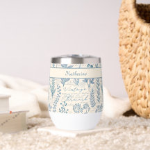 Custom Vintage Blue Wildflower French Toile