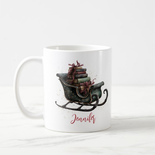 Custom Vintage Christmas Sleigh with Books  Kaffeetasse (Links)