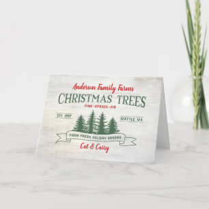 Custom Vintage Christmas Tree Farm Card Feiertagskarte