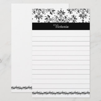 Custom Vintage Damask Floral Art 5.5" x 8.5" Lined Briefpapier