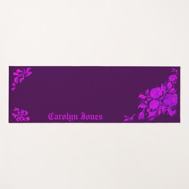 Custom Vintage Gothic Rose Engraving Yoga Mat Yogamatte (Vorderseite (Horizontal))