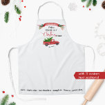 Custom, Vintager roter Lkw, frisch geschnittene Bä Schürze<br><div class="desc">Personalisieren Sie diese schöne Schürze mit Ihrem eigenen Namen/Familiennamen und Ihrer eigenen Nachricht! Herrlicher Vintager, wasserfarbener LKW mit Weihnachtsbaum auf der Rückseite, rotes Band mit Grün mit Namen und der Phrase "Fresh Cut Christmas Trees" in einer Mischung aus handgeschriebener Kalligraphie und Blocktypografie. Fügen Sie Text unter LKW und am unteren...</div>