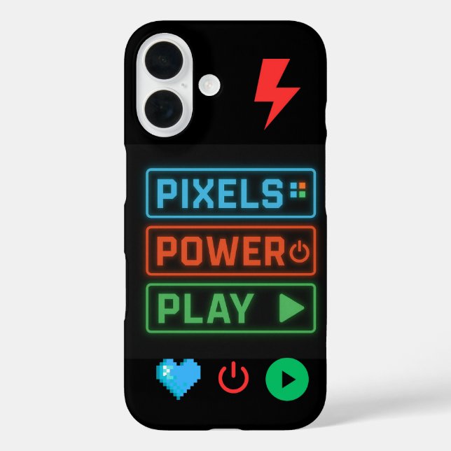 custom vinyl sticker, gamer decal, pixel art iPhone 16 hülle (Rückseite)