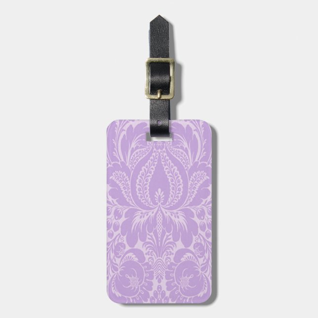 Custom Violet Fantasy Floral Luggage Tag Gepäckanhänger (Vorderseite vertikal)