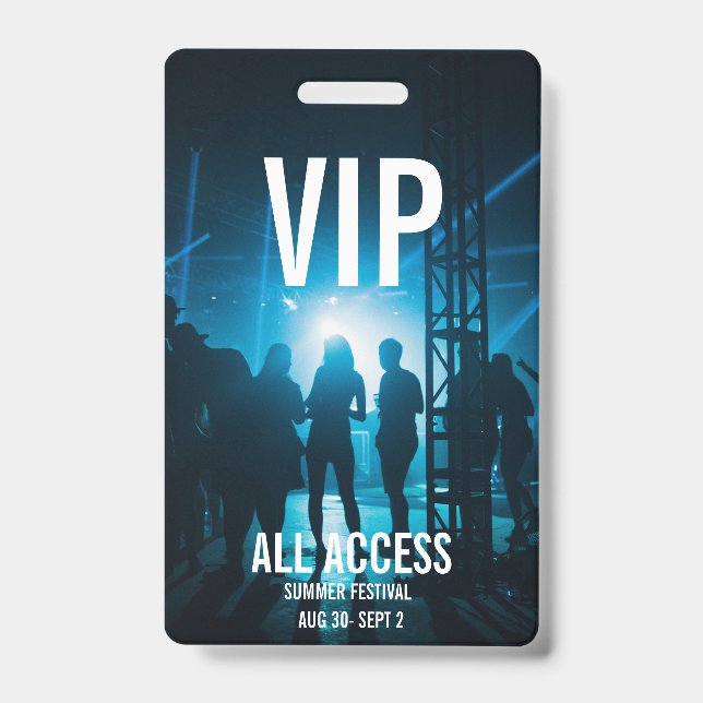 Custom VIP All-Access Concert Event Pass Female Ausweis (Front)