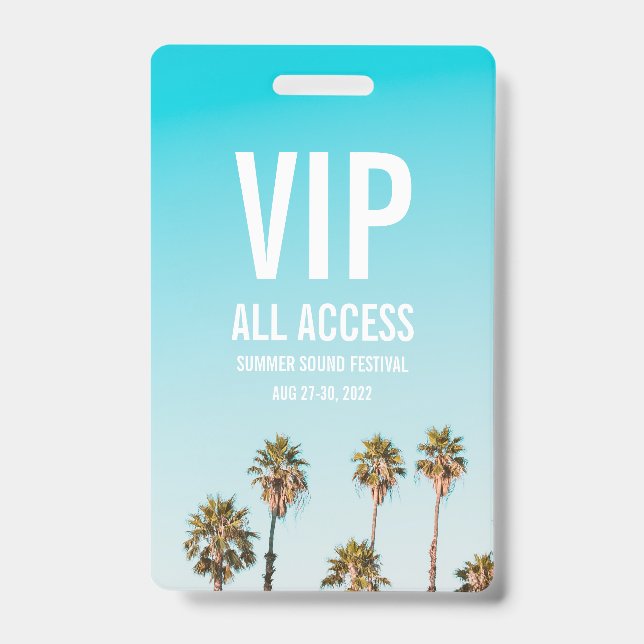 Custom VIP All Access Festival Pass Abzeichen Ausweis (Front)