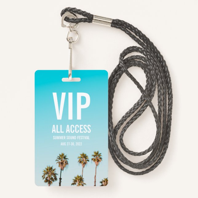 Custom VIP All Access Festival Pass Abzeichen Ausweis (Vorderseite mit Schlüsselband)