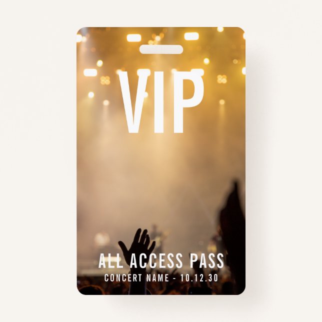 Custom VIP All Access Pass Konzert Event Ausweis (Vorderseite)
