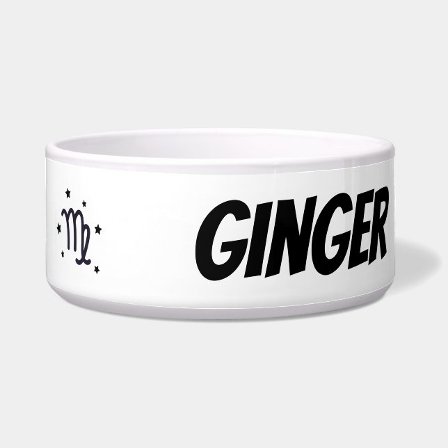 Custom Virgo Zodiac Signature Keramik Pet Bowl Napf (Vorderseite)
