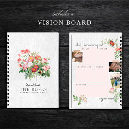 Custom Vision Board Moderne Script Floral Rose Notizbuch