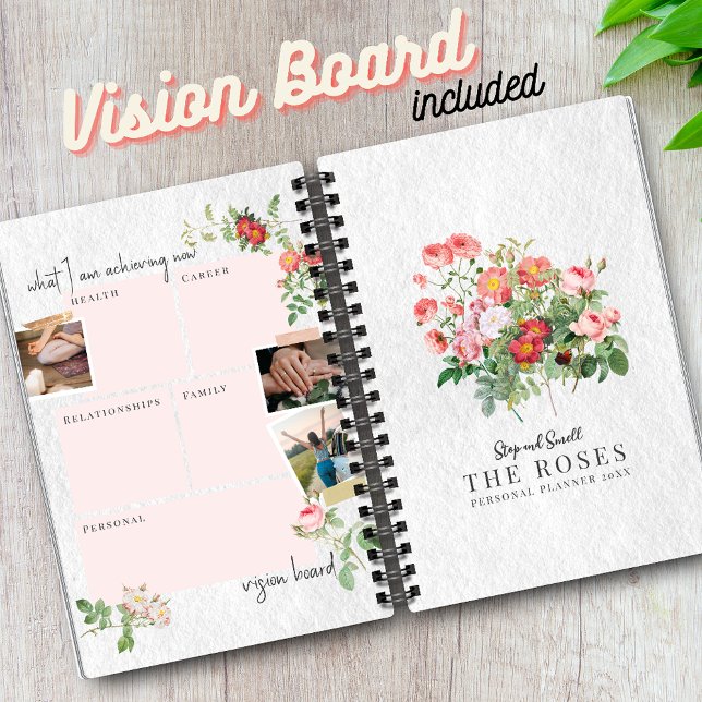 Custom Vision Board Moderne Script Floral Rose Planer (Von Creator hochgeladen)