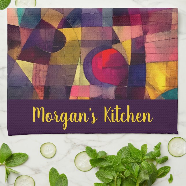 Custom Vivid Abstract Geometric Art  Geschirrtuch (Gefaltet)