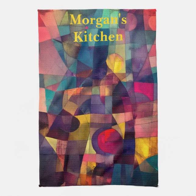 Custom Vivid Abstrakt Geometric Art Geschirrtuch (Vertikal)
