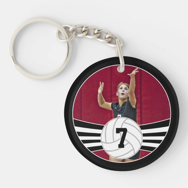 CUSTOM Volleyball Foto & Jersey Nummer Schlüsselke Schlüsselanhänger (Vorderseite)