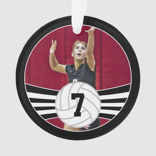 Custom Volleyball Foto & Text Weihnachtsdekoration Ornament (Vorderseite)