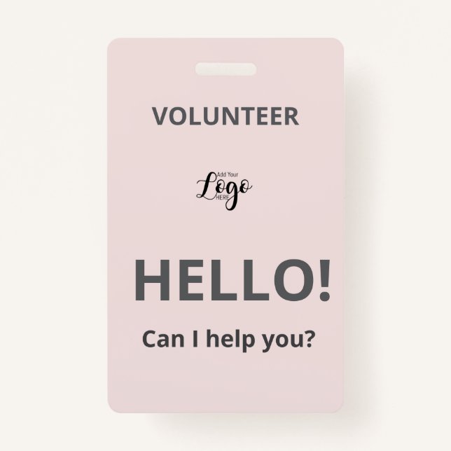 Custom Volunteer - Blush pass charity logo lanyard Ausweis (Vorderseite)