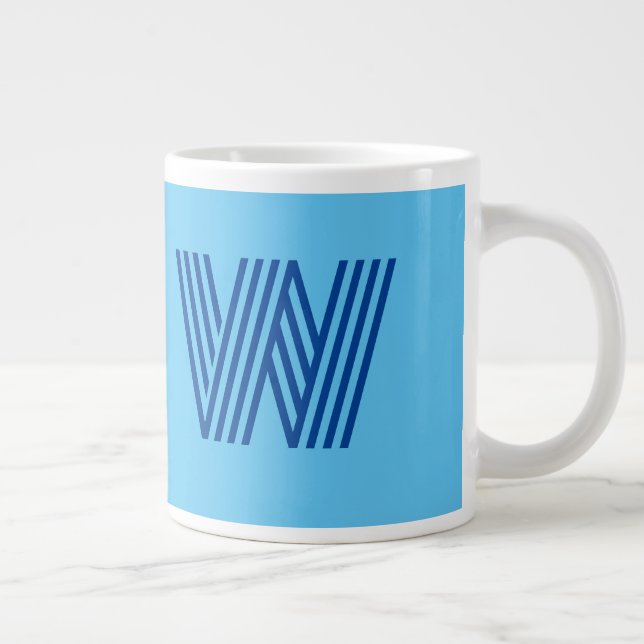 Custom W Blue Jumbo Tasse (Rechts)