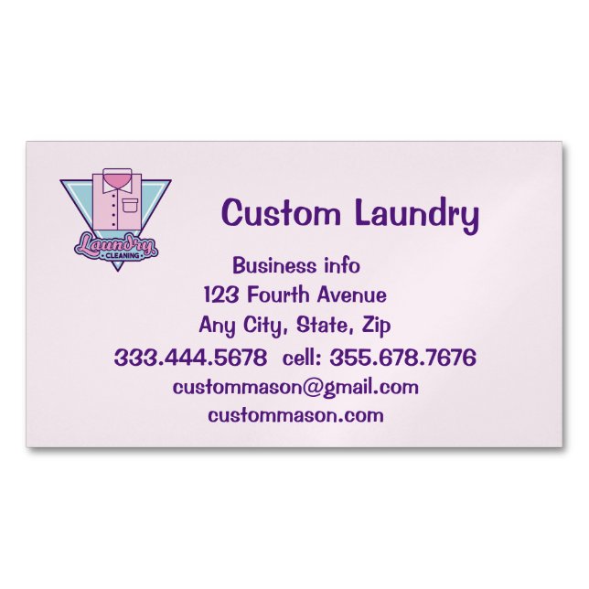 Custom Wäscheservice Dry Cleaners Business Ca Magnetische Visitenkarte (Vorderseite)