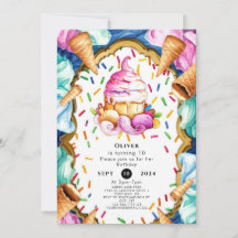 Custom Wassercolor Dessert Ice Cream Geburtstag