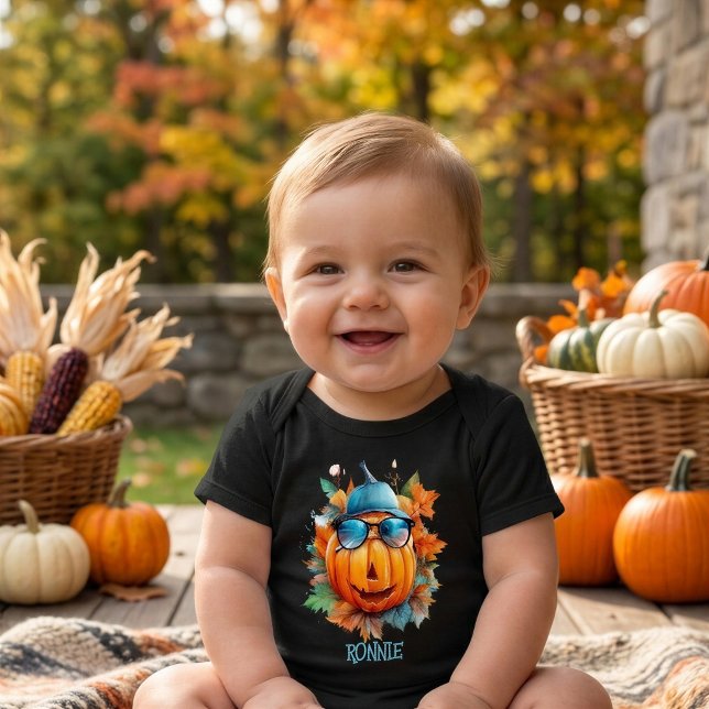 Custom Wassercolor Niedlich Pumpkin Orange Hallowe Baby Strampler (Von Creator hochgeladen)