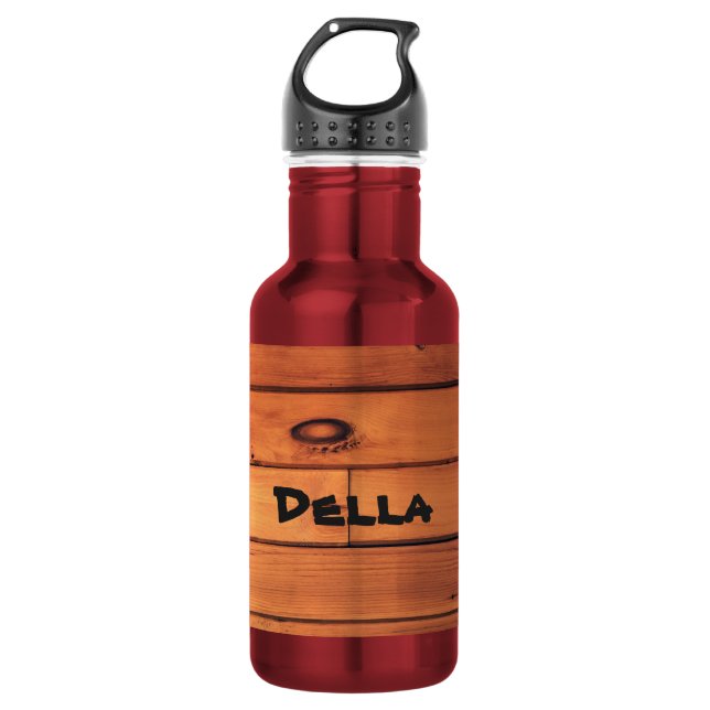 Custom Water Flasche (18 oz) rot mit braun Trinkflasche (Vorderseite)