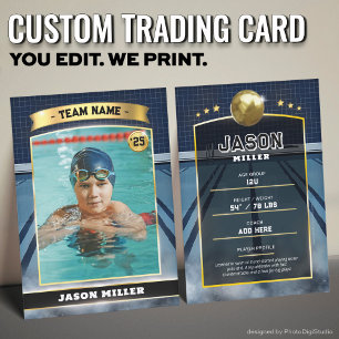 Custom Water Polo Trading Card Blue Gold Card Telefonnummerkarte