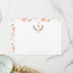 Custom Watercolor Ballerina Baby Stationery Dankeskarte