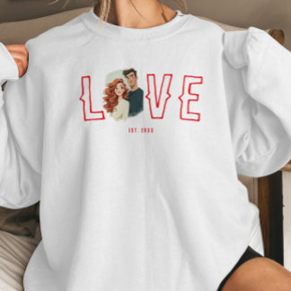 Custom Watercolor Couple Portrait Love Sweatshirt
