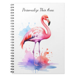 Custom Watercolor Flamingo Notebook Notizblock