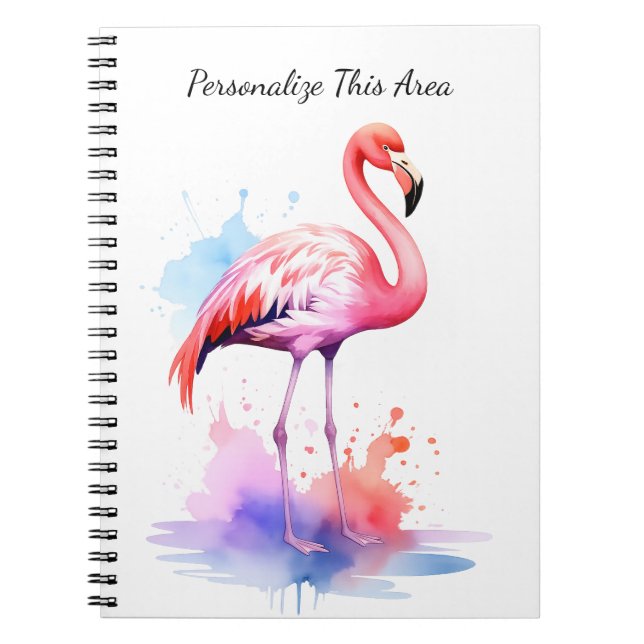Custom Watercolor Flamingo Notebook Notizblock (Vorderseite)