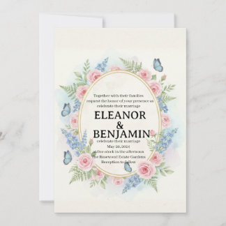 Custom Watercolor Floral Wedding Invitation Einladung