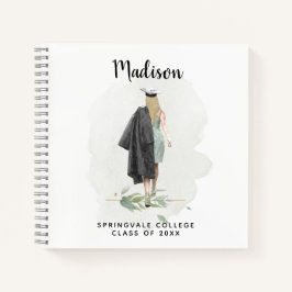 Custom Watercolor Girl Graduation Party Gästebuch Notizbuch
