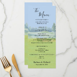 Custom Watercolor Golf Theme Wedding  Menükarte