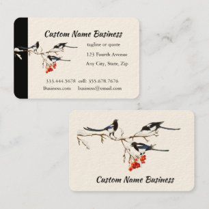 Custom Watercolor Magpie Garden Birds Art Visitenkarte