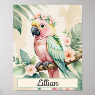 Custom Watercolor Tropical Safari Kinderzimmer Poster