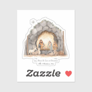 Custom Watercolor Vintage Weihnachtskrippe Szene Aufkleber
