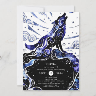 Custom Watercolor Wolf Geburtstag Einladung