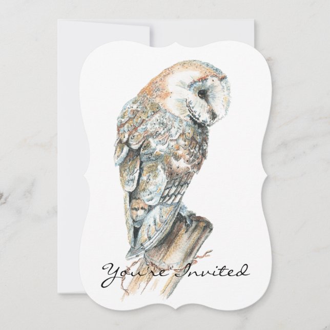 Custom Wedding Anniversary Barn Owl Art Einladung (Vorderseite)