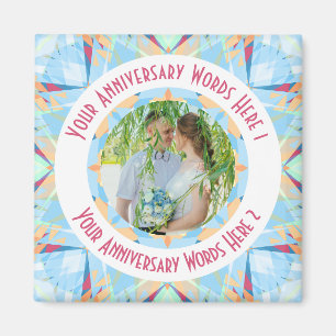 Custom Wedding Anniversary Blue Foto Gruß Magnet