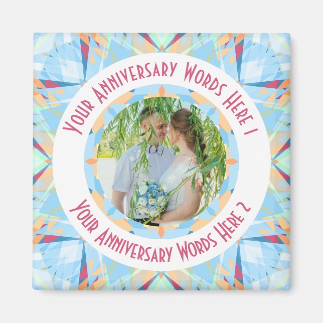 Custom Wedding Anniversary Blue Foto Gruß Magnet (Vorne)