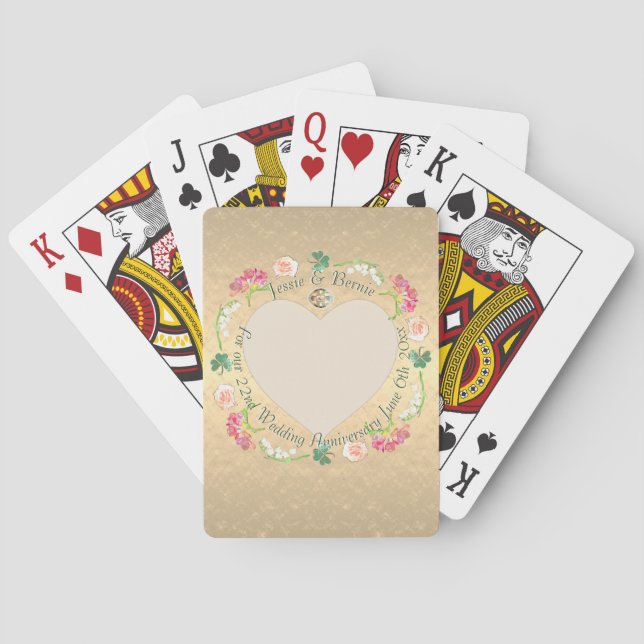 Custom Wedding Anniversary Fresia Floral Spielkarten (Rückseite)