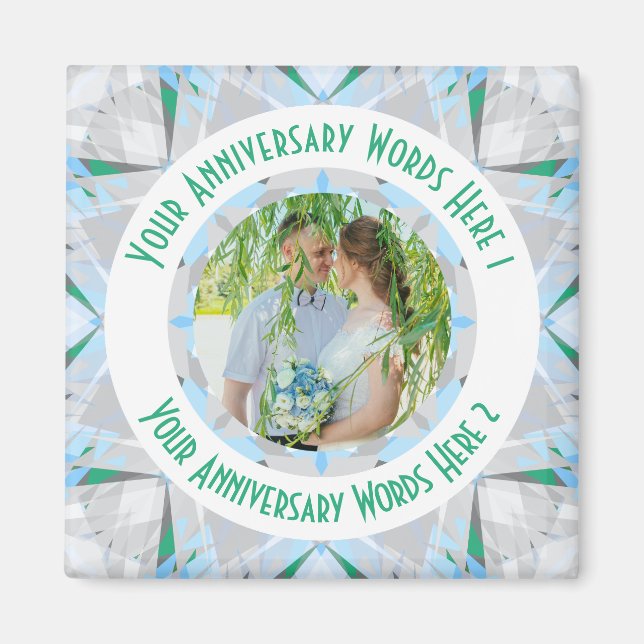 Custom Wedding Anniversary Gray Foto Gruß Magnet (Vorne)
