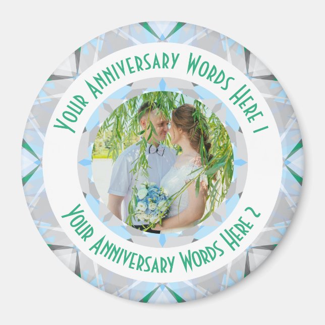 Custom Wedding Anniversary Gray Foto Gruß Magnet (Vorne)