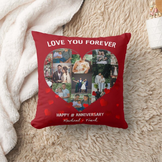 Custom Wedding Anniversary Heart Foto Collage Kissen (Decke)
