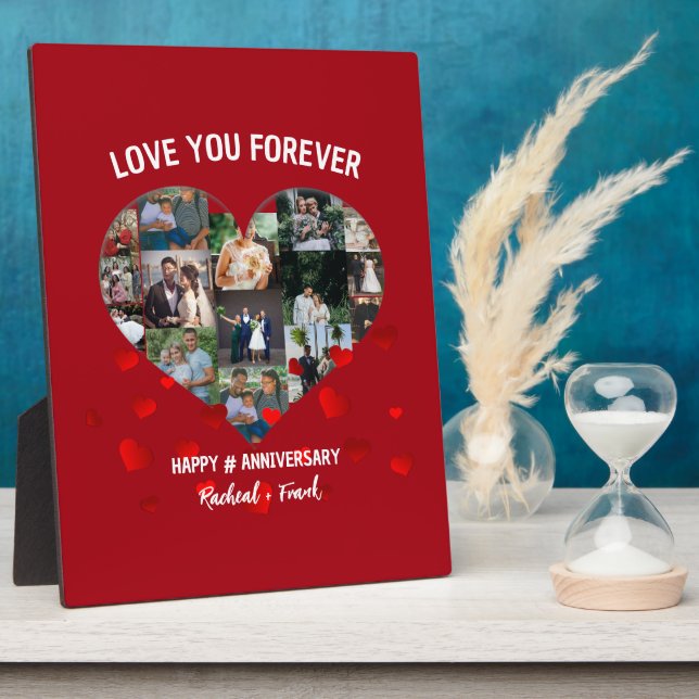 Custom Wedding Anniversary Heart Photo Collage Fotoplatte (Seite)